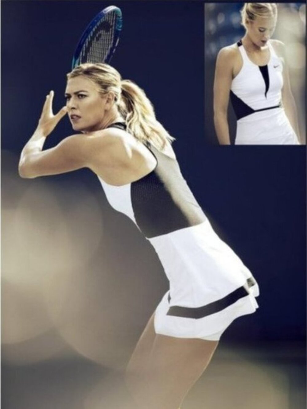 Nwt Nike Maria Sharapova Tennis Dress w/ Bra white black skirt M Medium